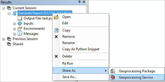 Publishing the geoprocessing service Publishing the geoprocessing service